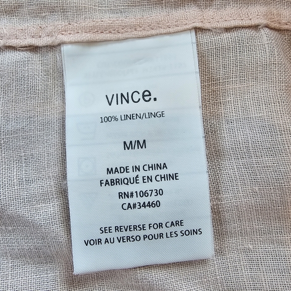 Vince. 100% Linen Long Sleeve Button Up Shirt Peach Mens Medium - Picture 5 of 9
